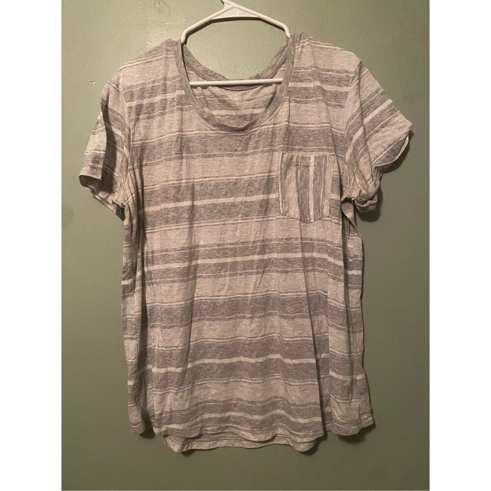 A.N.A Striped Short Sleeve Scoop Neck Pocket T-shirt Size XXL